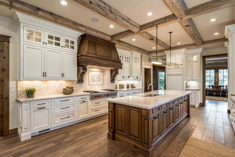 large-expensive-chefs-kitchen-luxury-home-rough-hewn-wood-white-cabinets-sophisticated-featuring-raw-natural-351940230